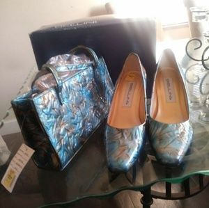 Bellini Matching Shoes & Purse. Teal blueish green